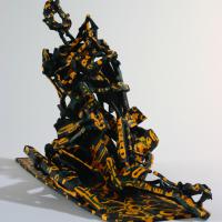 Seated woman  1995 - 2010 Welded and painted bronze, unique piece - Height : 13,18 in