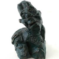 Very small head  1988 Patinated terracotta - Height : 1,57 in