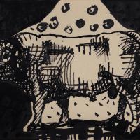 Mon voisin est prêt   2016 Encre de Chine sur papier - 14,5 x 20 cm