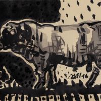 Mon voisin est sérieux  2016 Encre de Chine sur papier - 14,5 x 20 cm