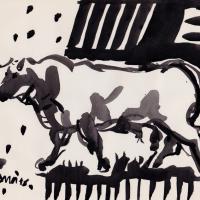 Mon voisin s'en va  2016 Encre de Chine sur papier - 18 x 24 cm (Coll. privée)