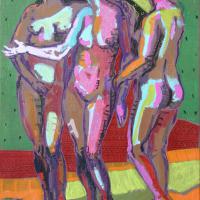 Les Trois Grâces  2005 Acrylique et collage sur toile - 61 x 46 cm
