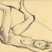 Nu allongé 2001 Crayon gras sur papier - 24,5 x 32 cm