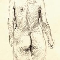 Nu debout, de dos 1989 Crayon sur papier - 30,5 x 28 cm