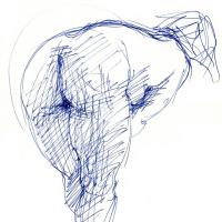 Nu plié, de dos 1990 Encre sur papier - 22 x 17 cm