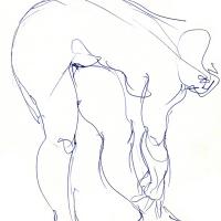 Nu plié 1990 Encre sur papier - 22 x 17 cm