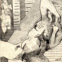 Dans l'atelier 1989 Crayon sur papier - 28,7 x 27,7 cm