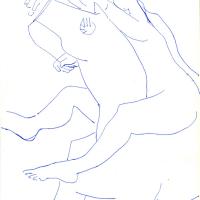 Femme et cheval 1991 Encre sur papier - 22 x 17 cm