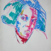 Laura 1987 Pastel à l'huile sur papier - 49,7 x 35 cm