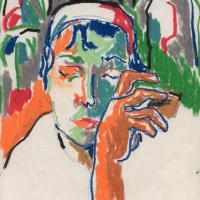 Portrait 1988 Pastel à l'huile sur papier - 30,3 x 21 cm