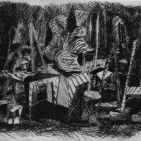 Intérieur 1987
													Pointe sèche
													Tirage à 11 exemplaires