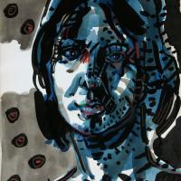 Portrait d'Emmanuelle V  2017 Encre de Chine sur papier - 34 x 24 cm