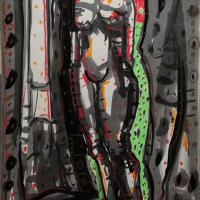 Dans la lumière III 2023 Encre de Chine et pastel gras sur papier - 47,5 x 32,5 cm