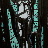 La Source II 2023 Encre de Chine et pastel à l'huile sur papier - 40 x 27,5 cm