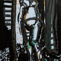 La Source V 2023 Encre de Chine et pastel à l'huile sur papier - 40 x 27,5 cm