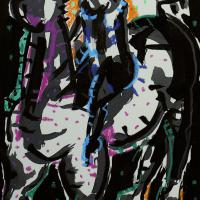 Les complices I 2023 Encre de Chine et pastel à l'huile sur papier - 26,5 x 18,5 cm cm