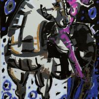 Les complices II 2023 Encre de Chine et pastel à l'huile sur papier - 26,5 x 18,5 cm cm