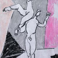 Danseurs I Pastel à l'huile sur papier - 59,5 x 40 cm