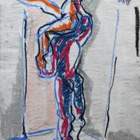 Danseurs X Pastel à l'huile sur papier - 59,5 x 40 cm